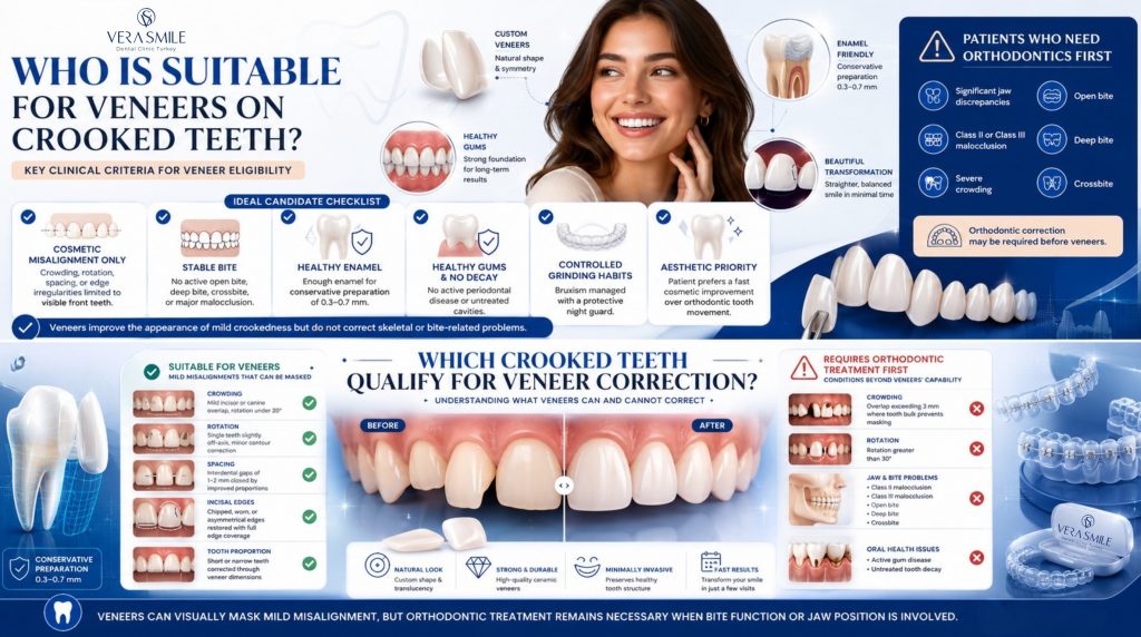 suitable crooked teeth for veneers. veneers for crooked teeth. veneer eligibility